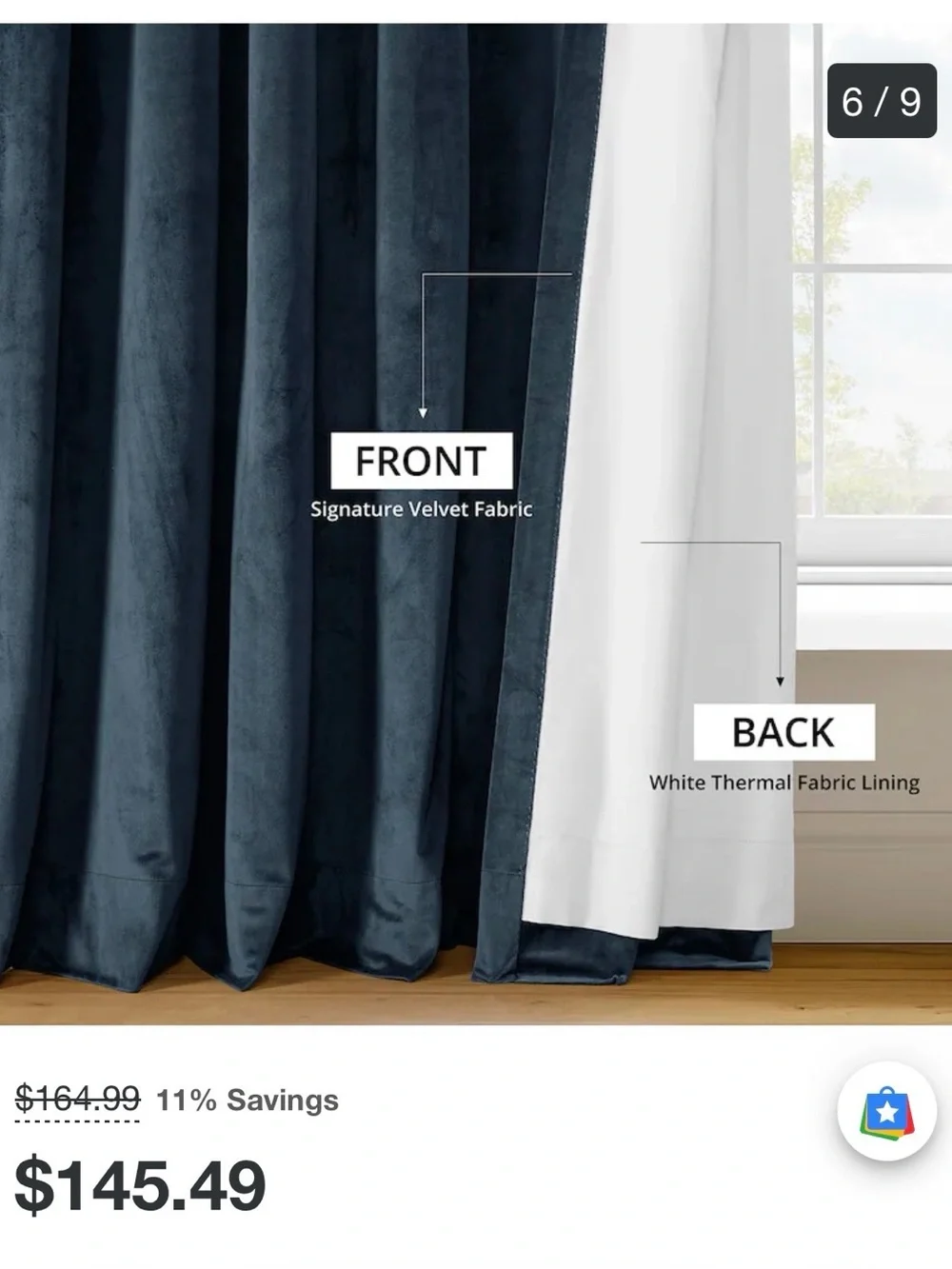 Signature Midnight Blue Velvet Blackout Curtain Panel